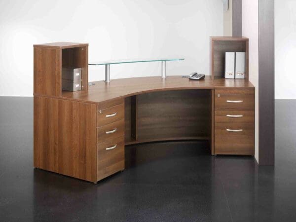 curved office desks with storage